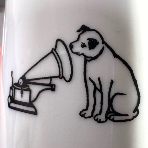 Set of 5 RCA Nipper Victor Gramophone Logo Vintage Coffee Cup Black on White Mug - Picture 7 of 7